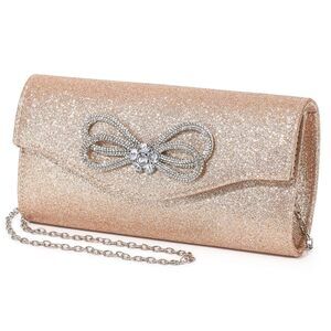 2033 Evening Handbag Shiny Crystal Bow Flap Clutch Purse Wedding Party Prom